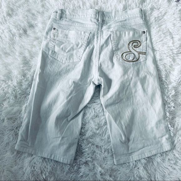 Southpole White Jean Shorts 7 Bermuda Length - Picture 7 of 13